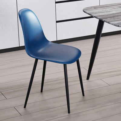 Aspen curve chairs, blue plastic seat with black metal legs (PAIR)