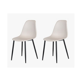 Aspen curve chairs, calico plastic seat with black metal legs (PAIR)