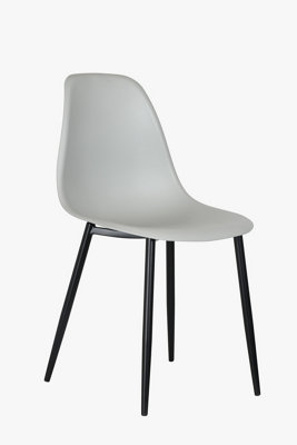 Aspen curve chairs, light grey plastic seat with black metal legs (PAIR)