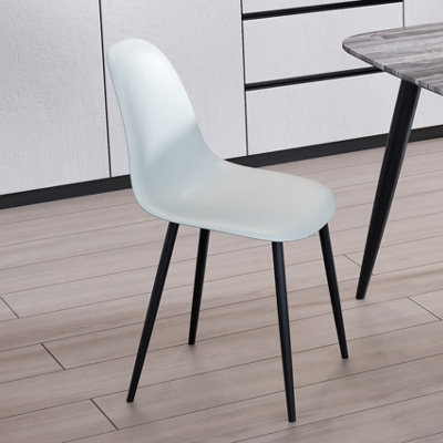 Aspen curve chairs, light grey plastic seat with black metal legs (PAIR)