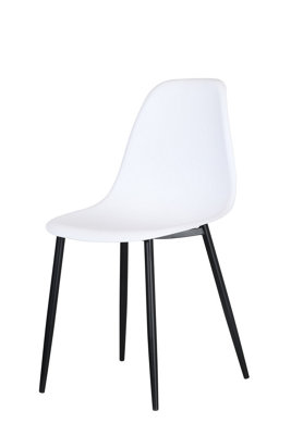 Aspen curve chairs, white plastic seat with black metal legs (PAIR)