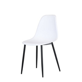 Aspen curve chairs, white plastic seat with black metal legs (PAIR)