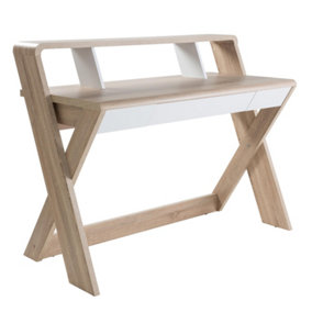Aspen desk with drawer in light oak / white