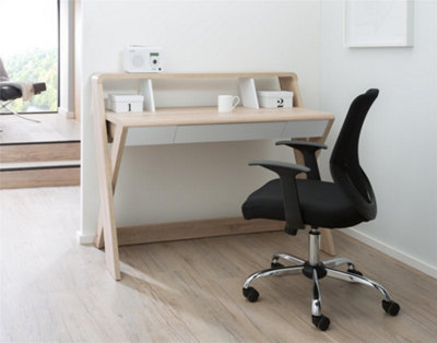 Aspen Desk with Drawer Light Oak/White