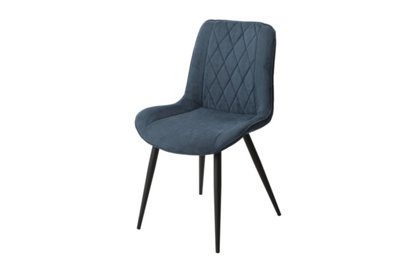 Aspen diamond stitch blue cord fabric dining chairs, with black tapered legs (PAIR)