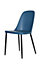 Aspen duo chairs, blue plastic seat with black metal legs (PAIR)