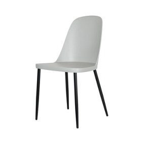 Aspen duo chairs, light grey plastic seat with black metal legs (PAIR)