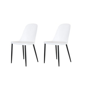 Aspen duo chairs, white plastic seat with black metal legs (PAIR)