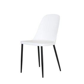 Aspen duo chairs, white plastic seat with black metal legs (PAIR)