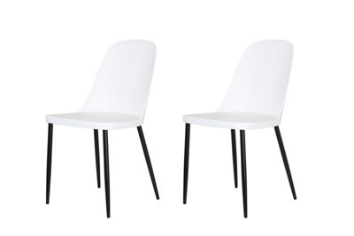 Aspen duo chairs, white plastic seat with black metal legs (PAIR)