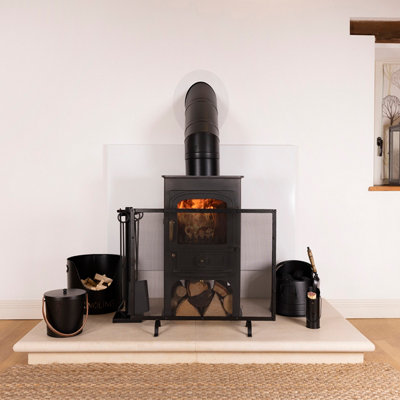 Aspen Fireguard Contemporary Iron Silver Mesh Black Boarder Matte Finish