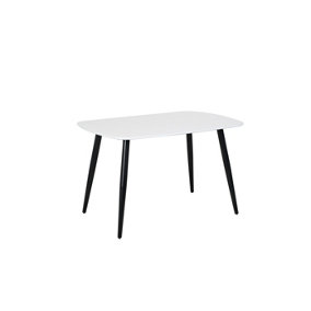 Aspen rectangular dining table, whit painted top with black tapered legs