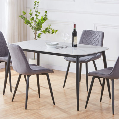 Aspen Rectangular Dining Table with Gloss White Sintered Stone Top and ...