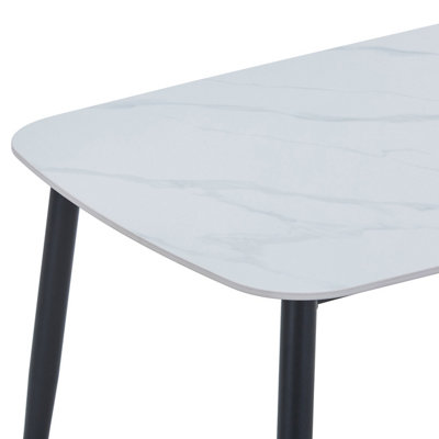 Aspen Rectangular Dining Table with Gloss White Sintered Stone Top and ...