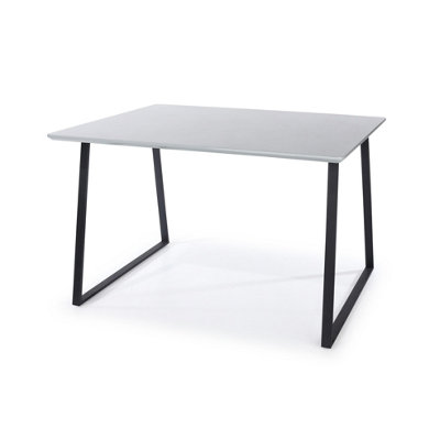 Aspen rectangular table with black metal legs, high gloss grey | DIY at B&Q