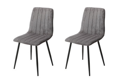 Aspen straight stitch grey dining chairs, black tapered legs (PAIR ...