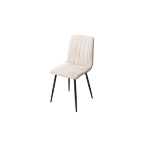 Aspen straight stitch natural dining chairs, black tapered legs (PAIR)
