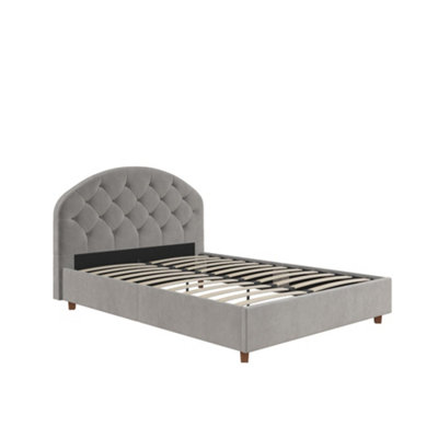 Aspen Upholstered Bed Velvet Light grey, King