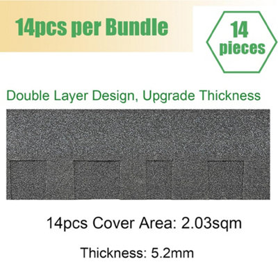 Asphalt Roof Sheet Bitumen Shed Roof Tiles Black 14Pcs 2m²