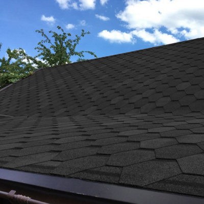 Asphalt Roof Shingle Garden Bitumen Roofing Shingles 2.61sqm Self Adhesive Shed Felt Roof Tiles,Hexagon,Black,18pcs