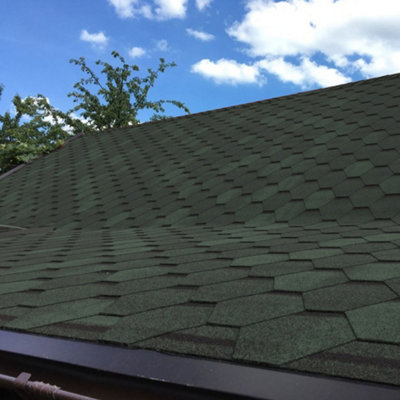 Asphalt Roof Shingle Garden Bitumen Roofing Shingles 2.61sqm Self Adhesive Shed Felt Roof Tiles,Hexagon,Green,18pcs
