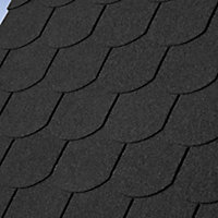 Asphalt Roof Shingle Garden Bitumen Roofing Shingles 2.61sqm Self Adhesive Shed Felt Roof Tiles,Semicircle,Black,18pcs
