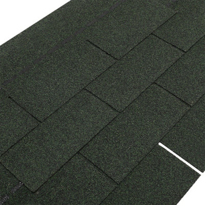 Asphalt Roof Shingle Garden Bitumen Roofing Shingles 2.61sqm Self Adhesive Shed Roof Tiles,Rectangular,Green,18pcs