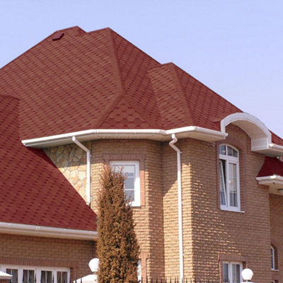 Asphalt Roof Shingle Garden Bitumen Roofing Shingles 2.61sqm Shed Felt Roof Tiles,Hexagon,Red,18pcs