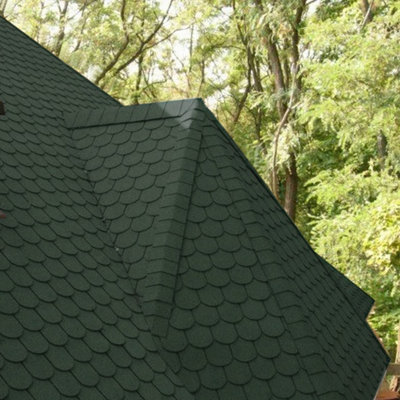 Asphalt Roof Shingle Garden Bitumen Roofing Shingles 2.61sqm Shed Felt Roof Tiles,Semicircle,Green,18pcs