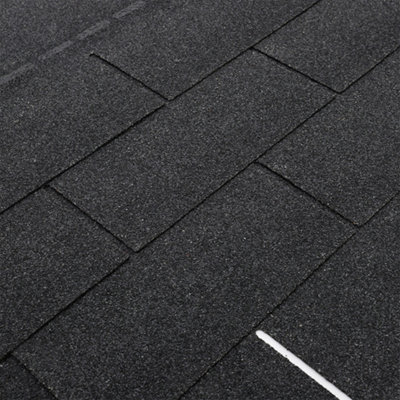 Asphalt Roof Shingle Garden Bitumen Roofing Shingles 2.61sqm Shed Roof Tiles,Rectangular,Black,18pcs