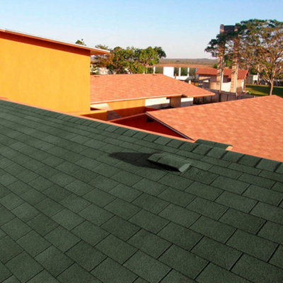 Asphalt Roof Shingle Garden Bitumen Roofing Shingles 2.61sqm Shed Roof Tiles,Rectangular,Green,18pcs