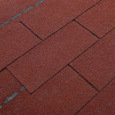 Asphalt Roof Shingle Garden Bitumen Roofing Shingles 2.61sqm Shed Roof Tiles,Rectangular,Red,18pcs