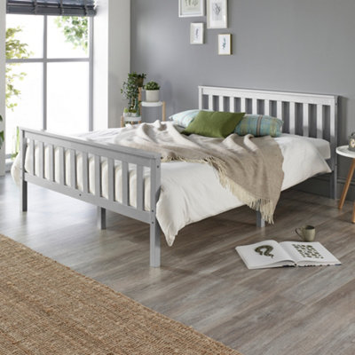 Grey wooden deals small double bed