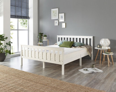 Aspire Atlantic Wood Bed Frame in White, size Double