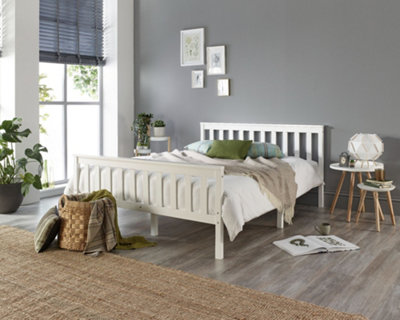 Aspire Atlantic Wood Bed Frame in White, size Double