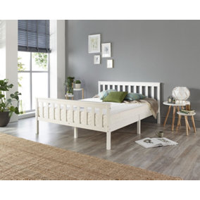 Aspire Atlantic Wood Bed Frame in White, size Small Double