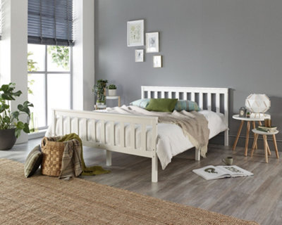 White tufted deals king bed frame