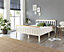Aspire Atlantic Wood Bed Frame in White with Natural Tops, size Double