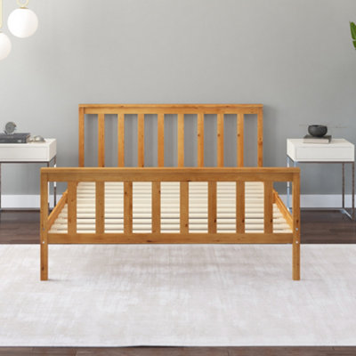 Natural wood on sale queen bed