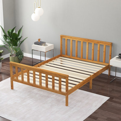 White wooden double store bed ikea