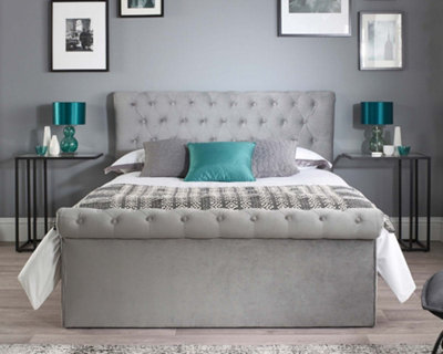 Aspire Chesterfield Ottoman Bed Grey, Size King