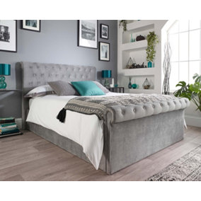 Aspire Chesterfield Ottoman Bed Grey, Size Single