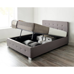 Aspire End Lift Ottoman Storage Bed King Size, Grey Linen