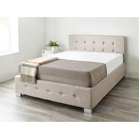 Aspire End Lift Ottoman Storage Bed Single, Beige Linen