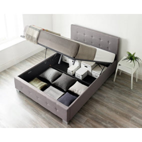 Aspire End Lift Ottoman Storage Bed Single, Grey Linen