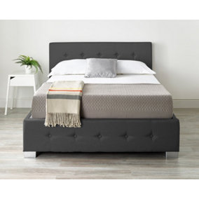 Aspire End Lift Ottoman Storage Bed Small Double, Black Linen