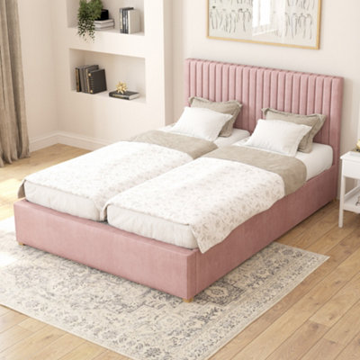 Aspire Grant Electric Adjustable Bed Upholstered with Pocket Sprung Mattress UK Made, Plush Blush, Size King