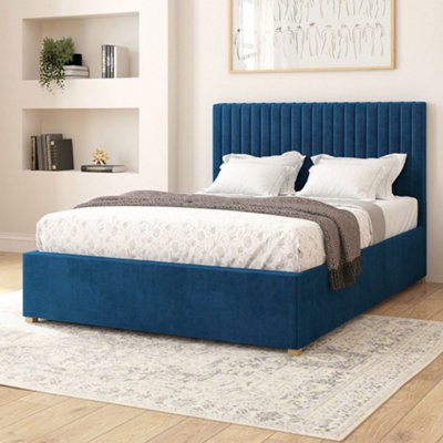 Aspire Grant Electric Adjustable Bed Upholstered with Pocket Sprung Mattress UK Made, Plush Navy, Size Double