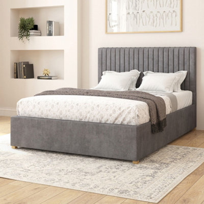 Aspire Grant Electric Adjustable Bed Upholstered with Pocket Sprung Mattress UK Made, Plush Steel, Size Double