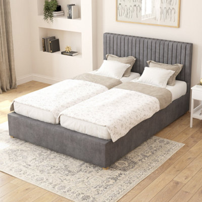 Aspire Grant Electric Adjustable Bed Upholstered with Pocket Sprung Mattress UK Made, Plush Steel, Size Superking